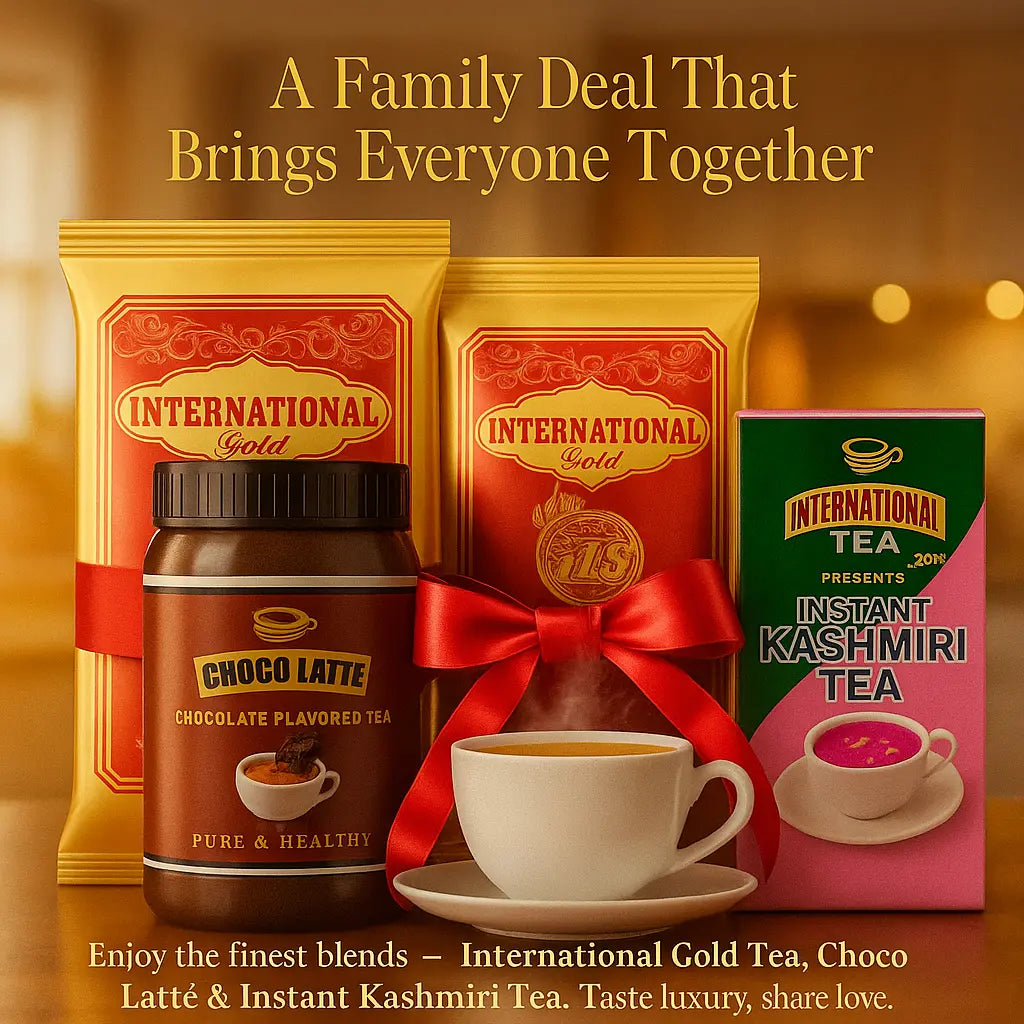 The Family Tea Collection – Premium Combo Pack by International Tea Store | Includes International Gold Tea, Choco Latté & Instant Kashmiri Tea